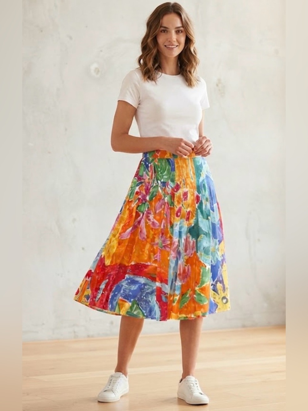Lauren Ralph Lauren Pintuck Pleats Cotton Abstract Floral Print Lined Sz 12